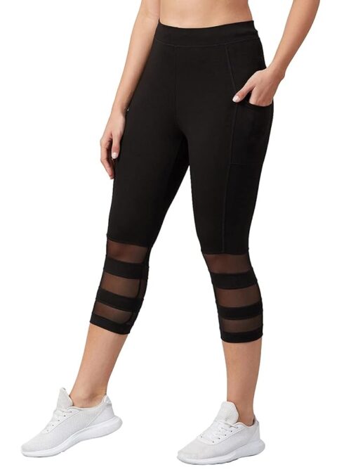 Slim Fit Mid Rise Polyester Capri Pants